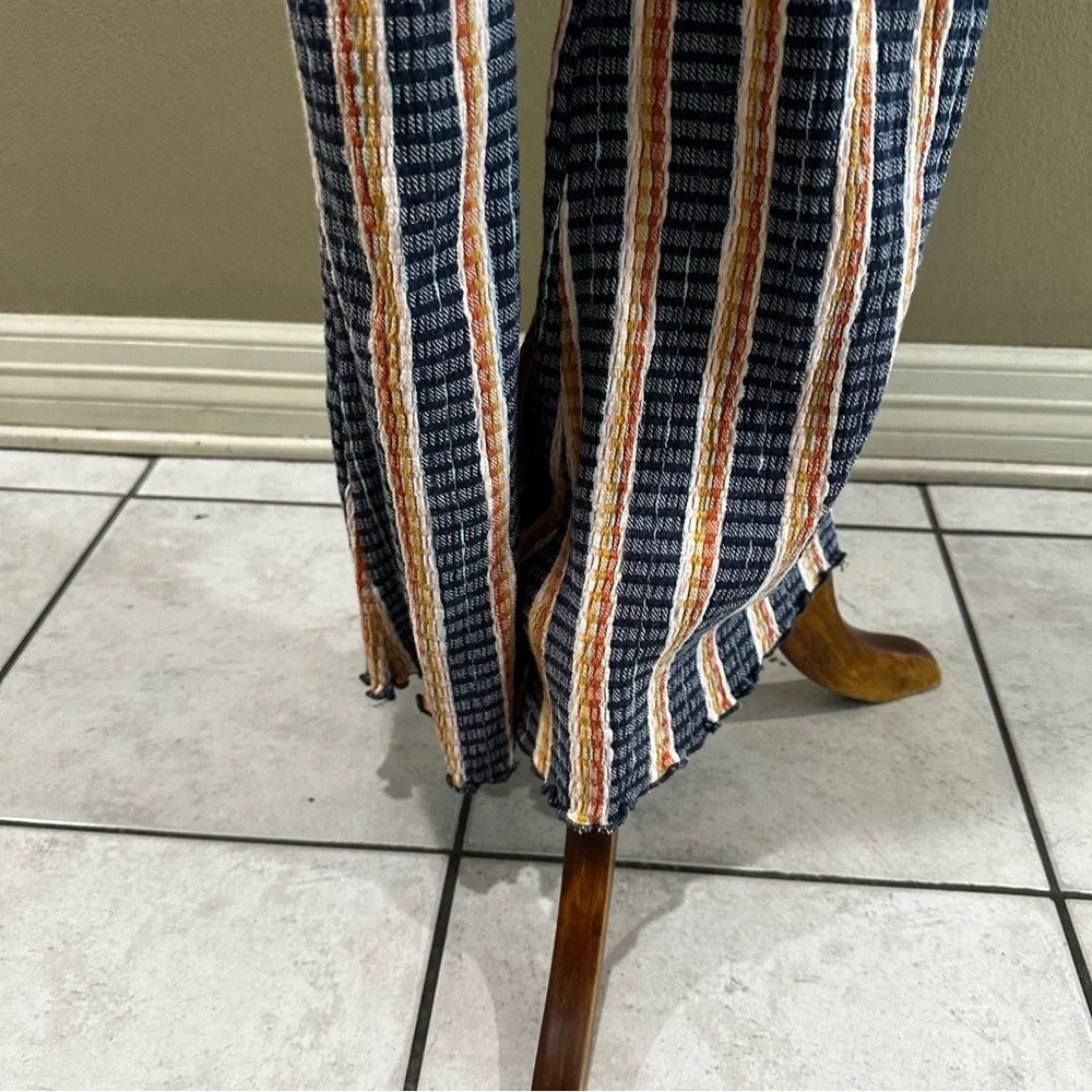 Striped Free People Flare Pants Womens Pull On beach pants L large - Picture 4 of 8